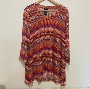 Premise Womens Zig‎ Zag Multi Color 3/4 Sleeve Tunic Size XL NWT Artsy Comfy